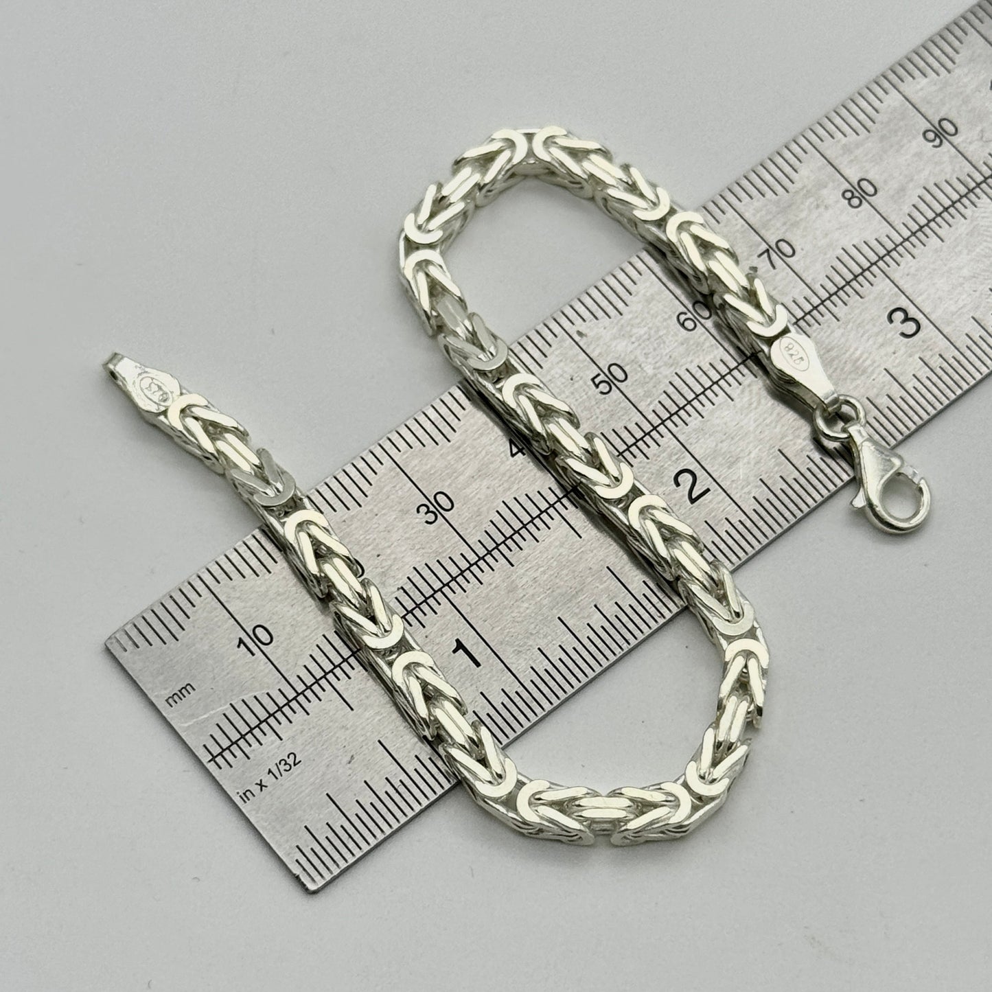 925 Sterling Silver 3.5mm Square Byzantine Bracelet 8 INCH