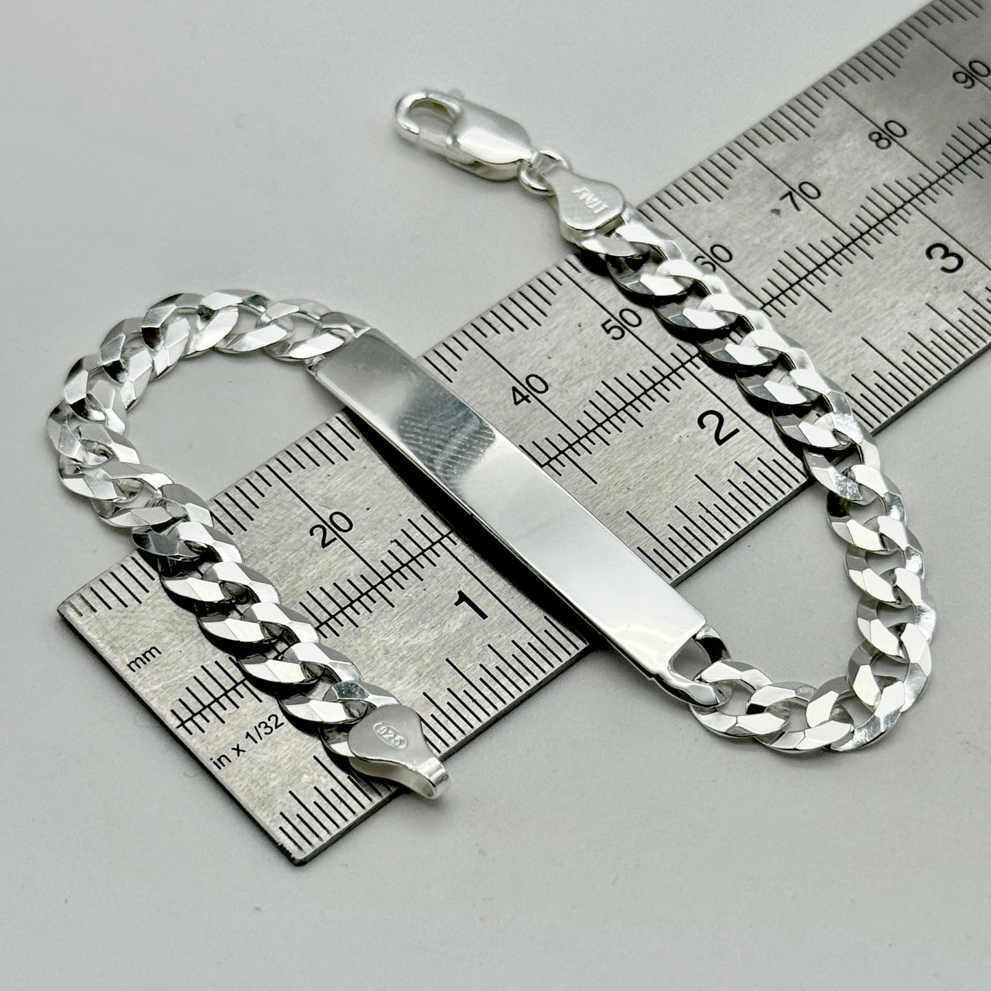925 Sterling Silver 7mm Curb ID Bracelet 8 Inch