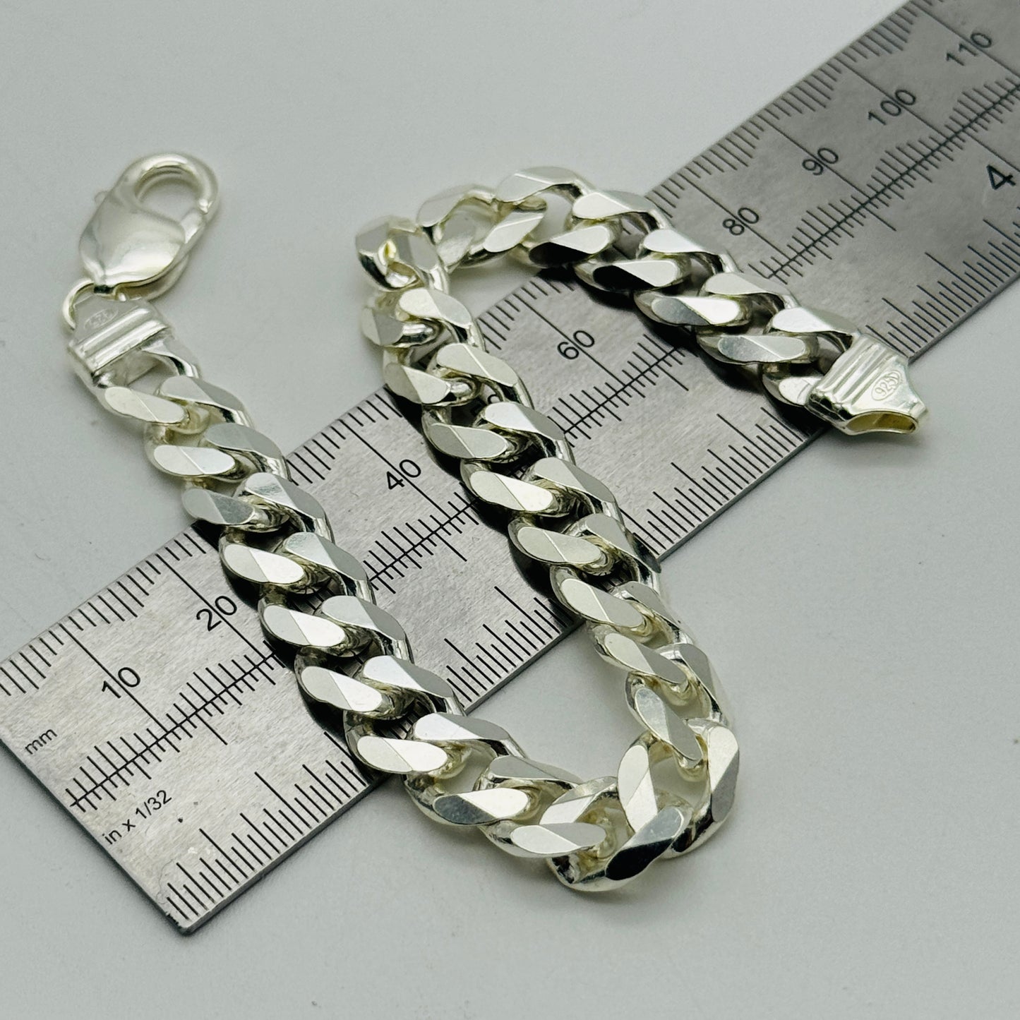 925 Sterling Silver 10mm Cuban Curb Bracelet 7.5" - 8.5"