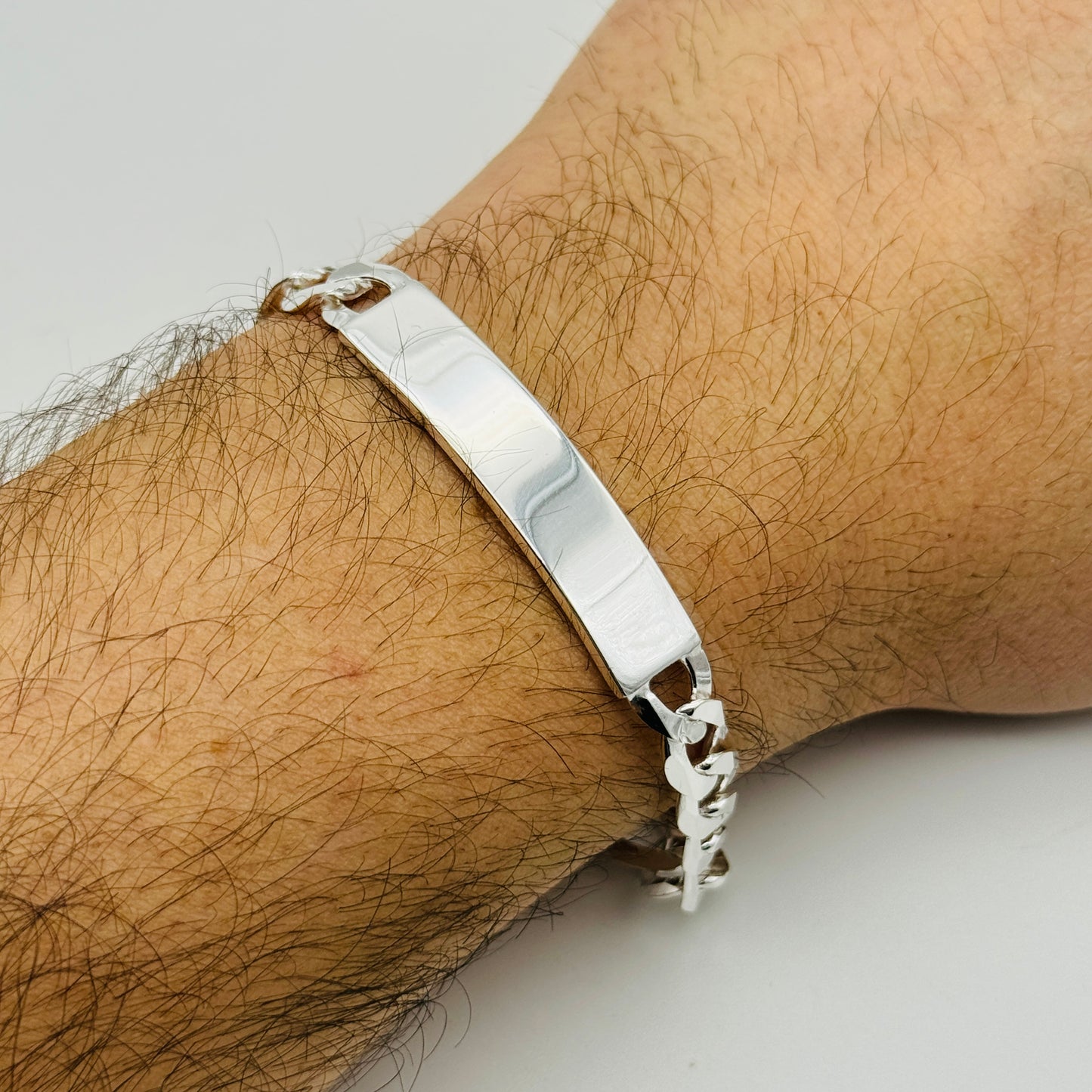 925 Sterling Silver 8mm Curb ID Bracelet 8.5"