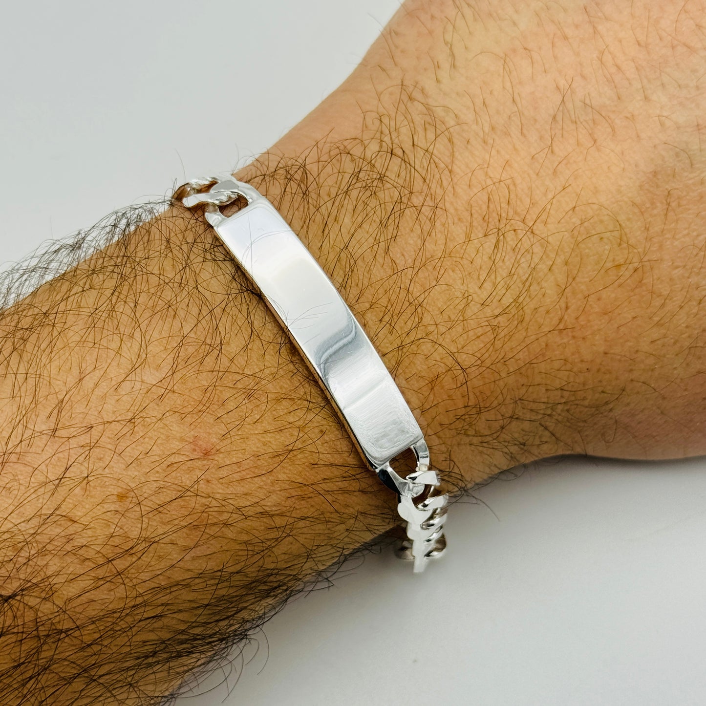 925 Sterling Silver 8mm Curb ID Bracelet 8.5"