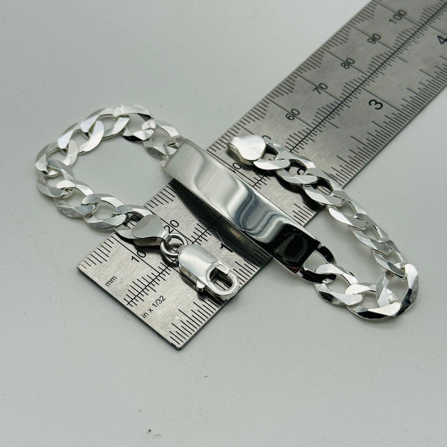 925 Sterling Silver 8mm Curb ID Bracelet 8.5"