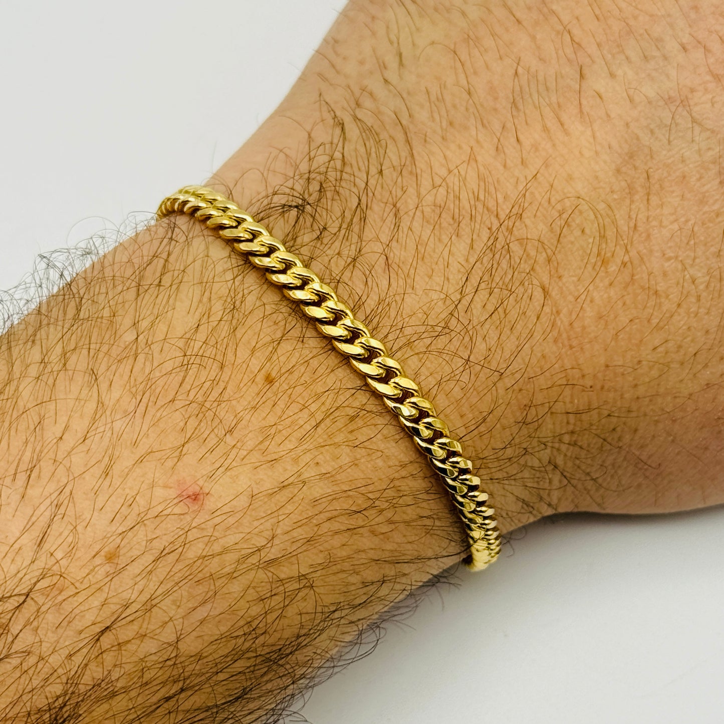 375 9ct Yellow Gold 4mm Cuban Curb Bracelet 7.5"