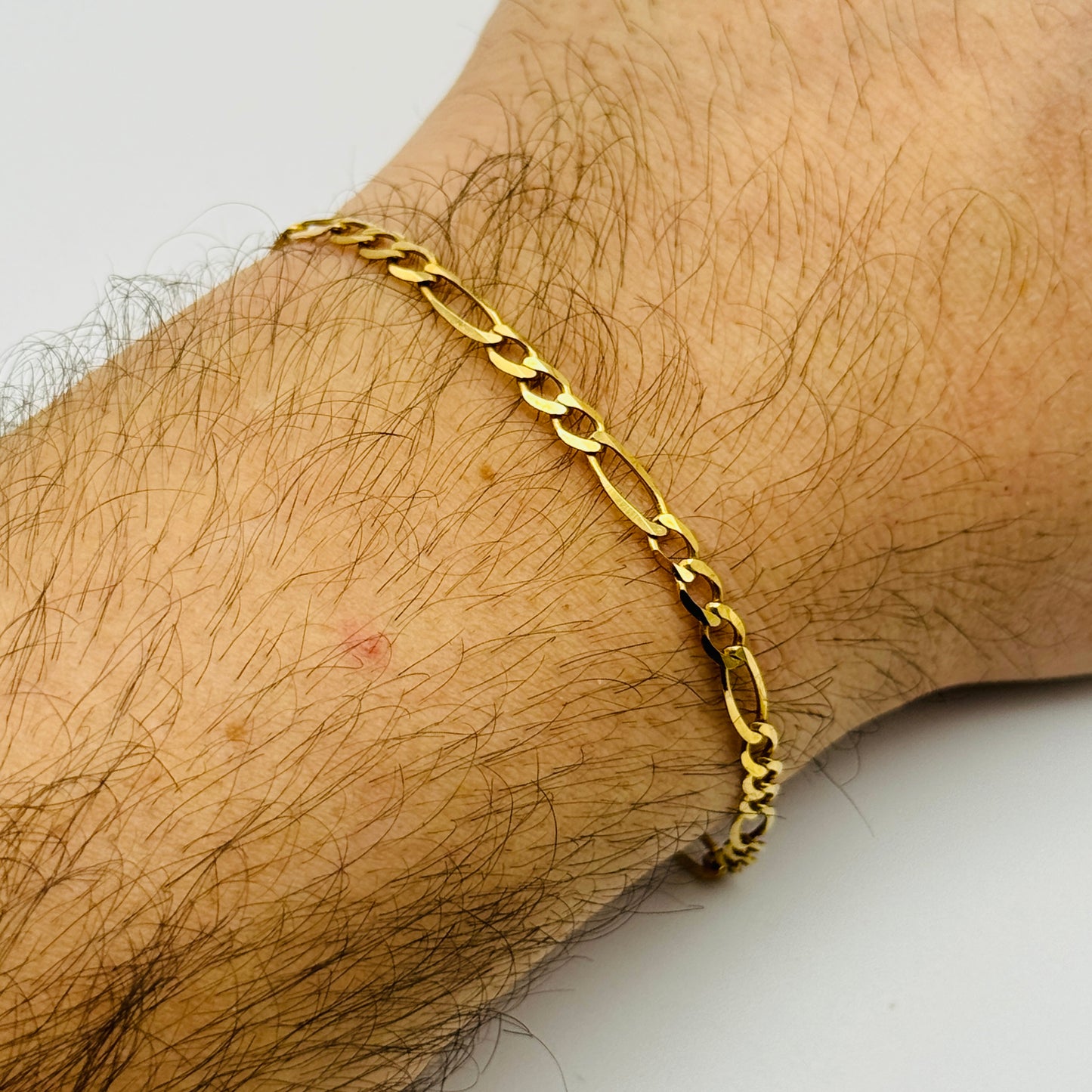 375 9ct Yellow Gold 4mm Figaro Bracelet 7.5" - 8.5"