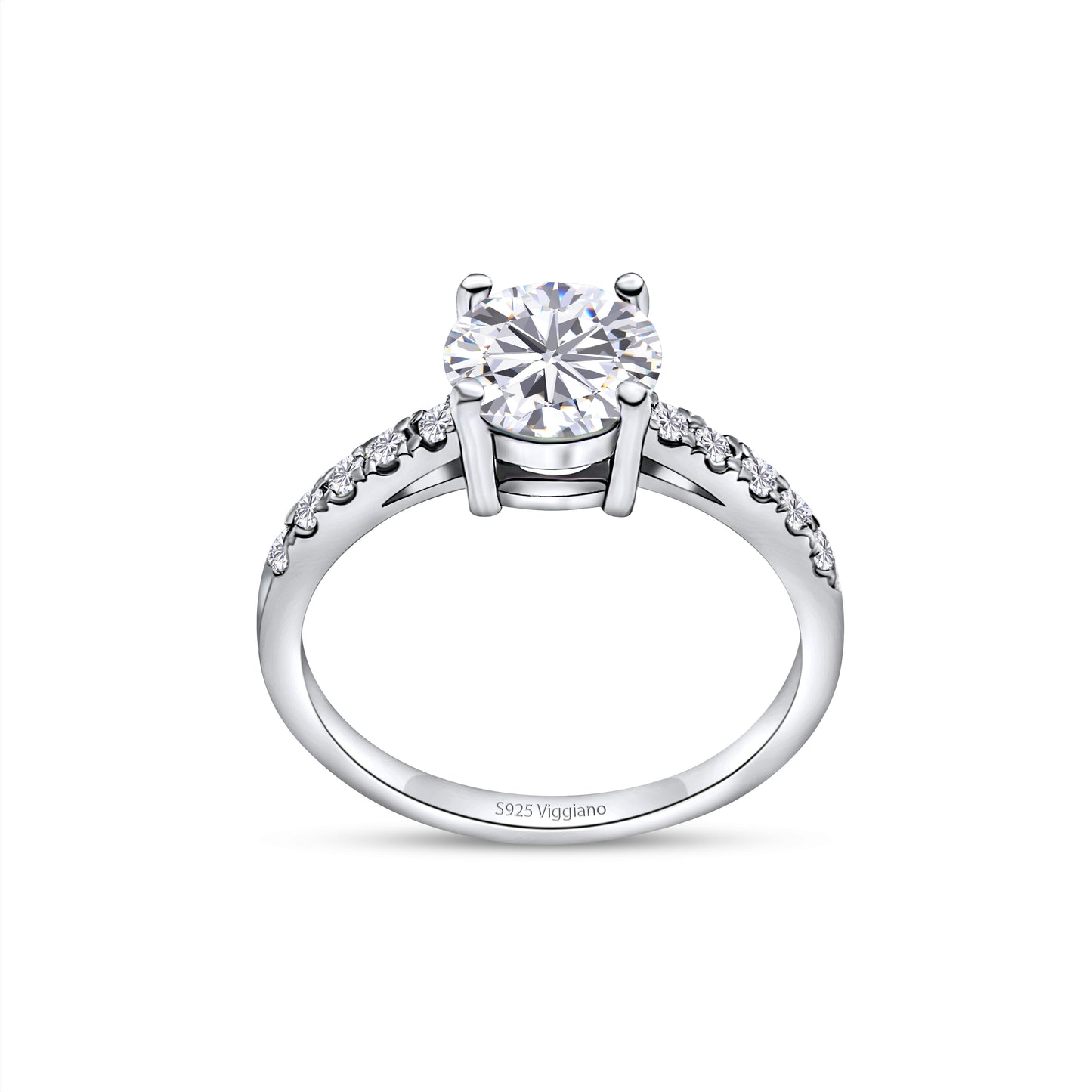 925 Sterling Silver Round Diamond Solitaire Engagement Ring