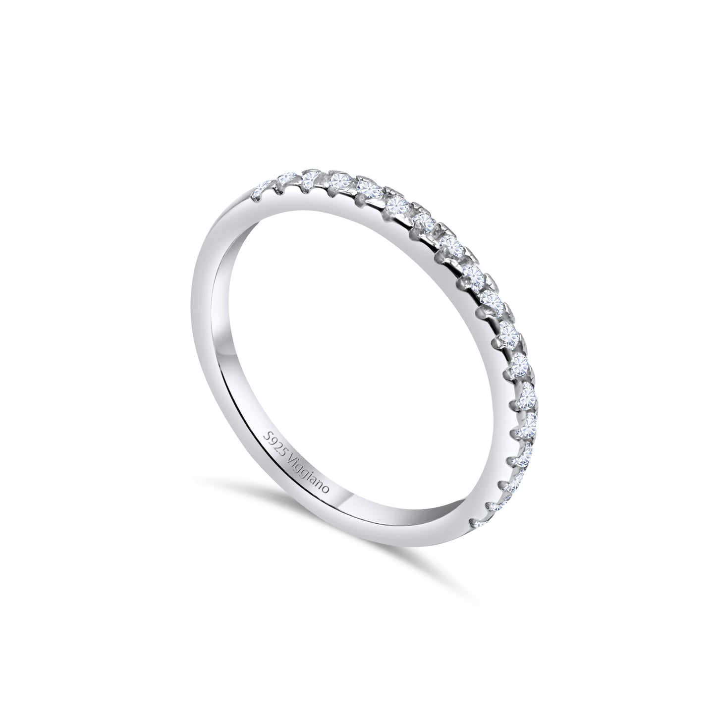 925 Sterling Silver 2mm Diamond Half Eternity Ring