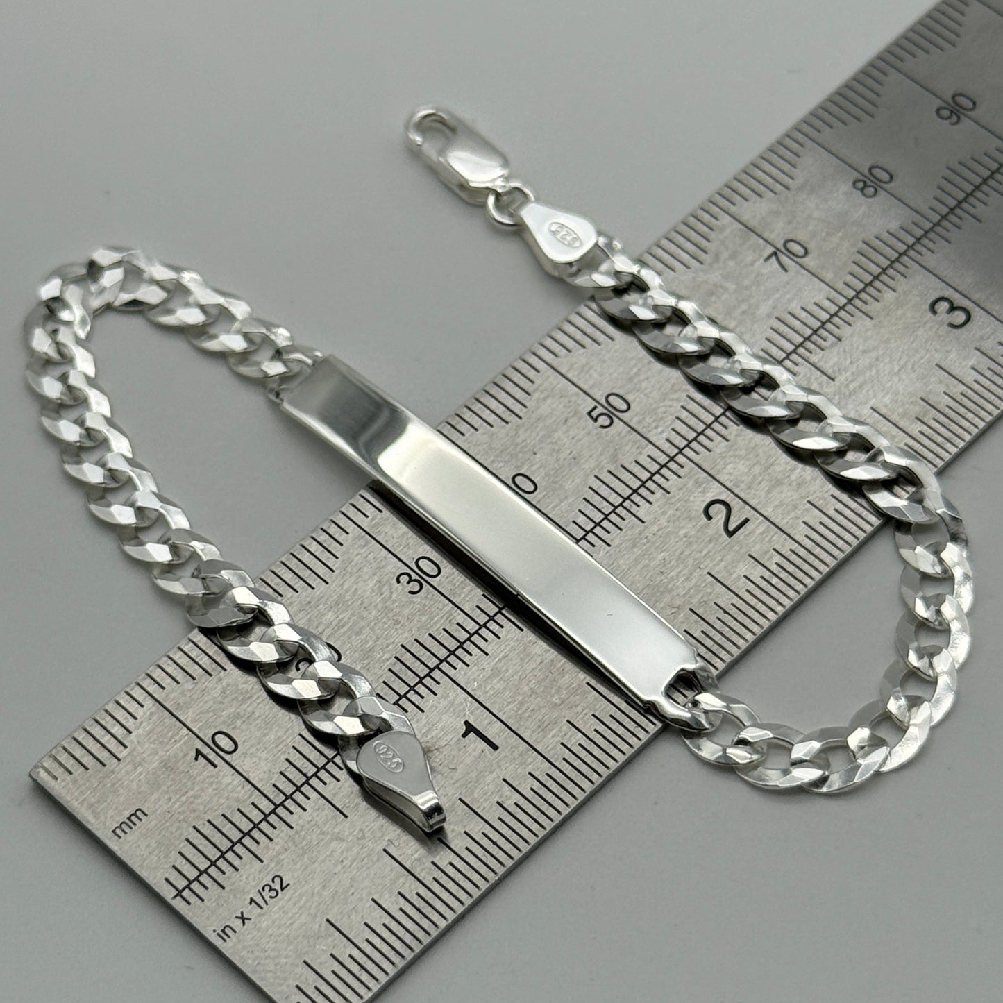 925 Sterling Silver 5mm Curb ID Bracelet 8 Inch