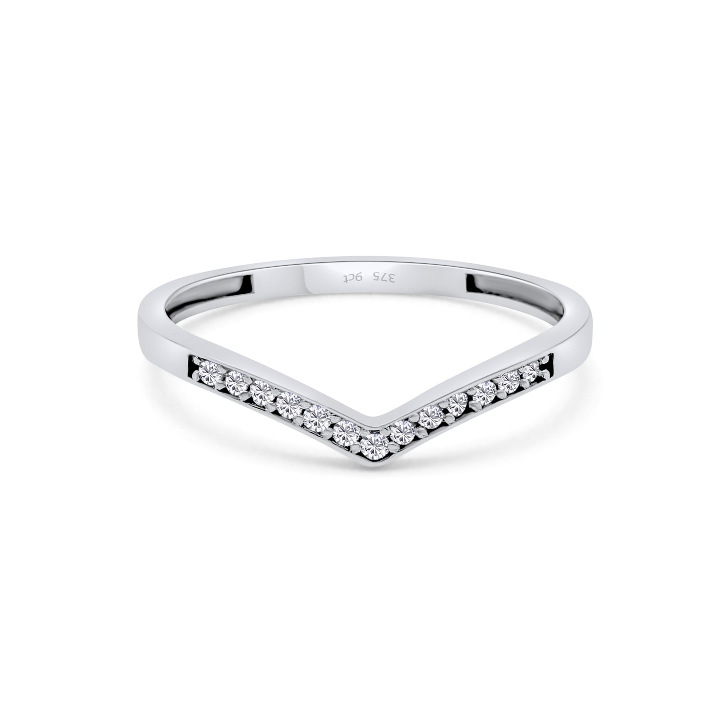 9ct White Gold Diamond Wishbone Wedding Band Ring