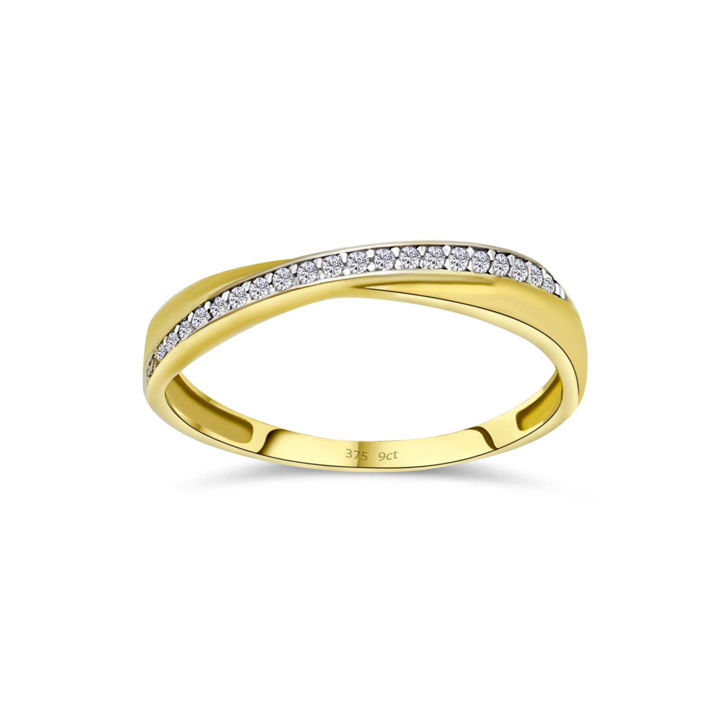 9ct Yellow Gold Diamond Fancy Wedding Band Ring