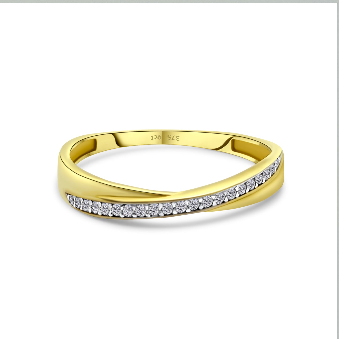 9ct Yellow Gold Diamond Fancy Wedding Band Ring
