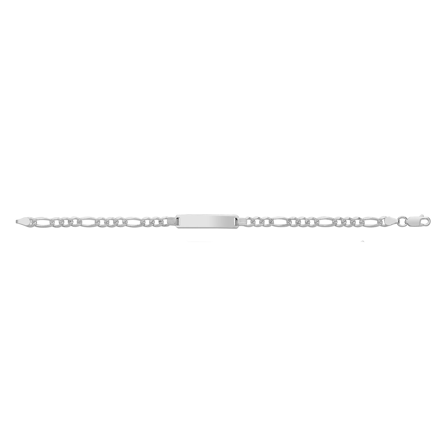 925 Sterling Silver Ladies 3mm Figaro ID Bracelet