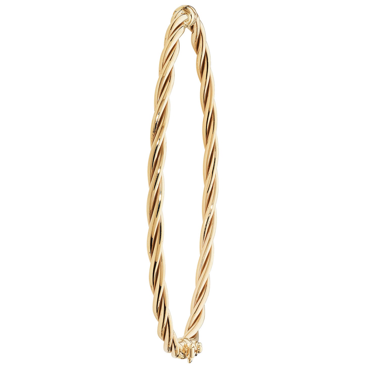 9ct Yellow Gold 4MM Twisted Oval Hinged Bangle