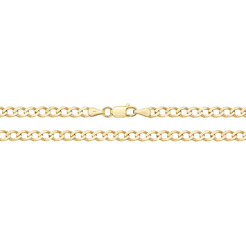 9ct Gold Heavy Flat Curb Chain Necklace - jewellerysavers
