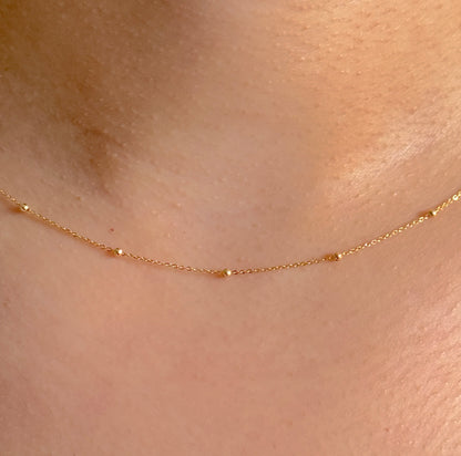 9ct Yellow Gold Women 1mm Round Ball Bead Chain