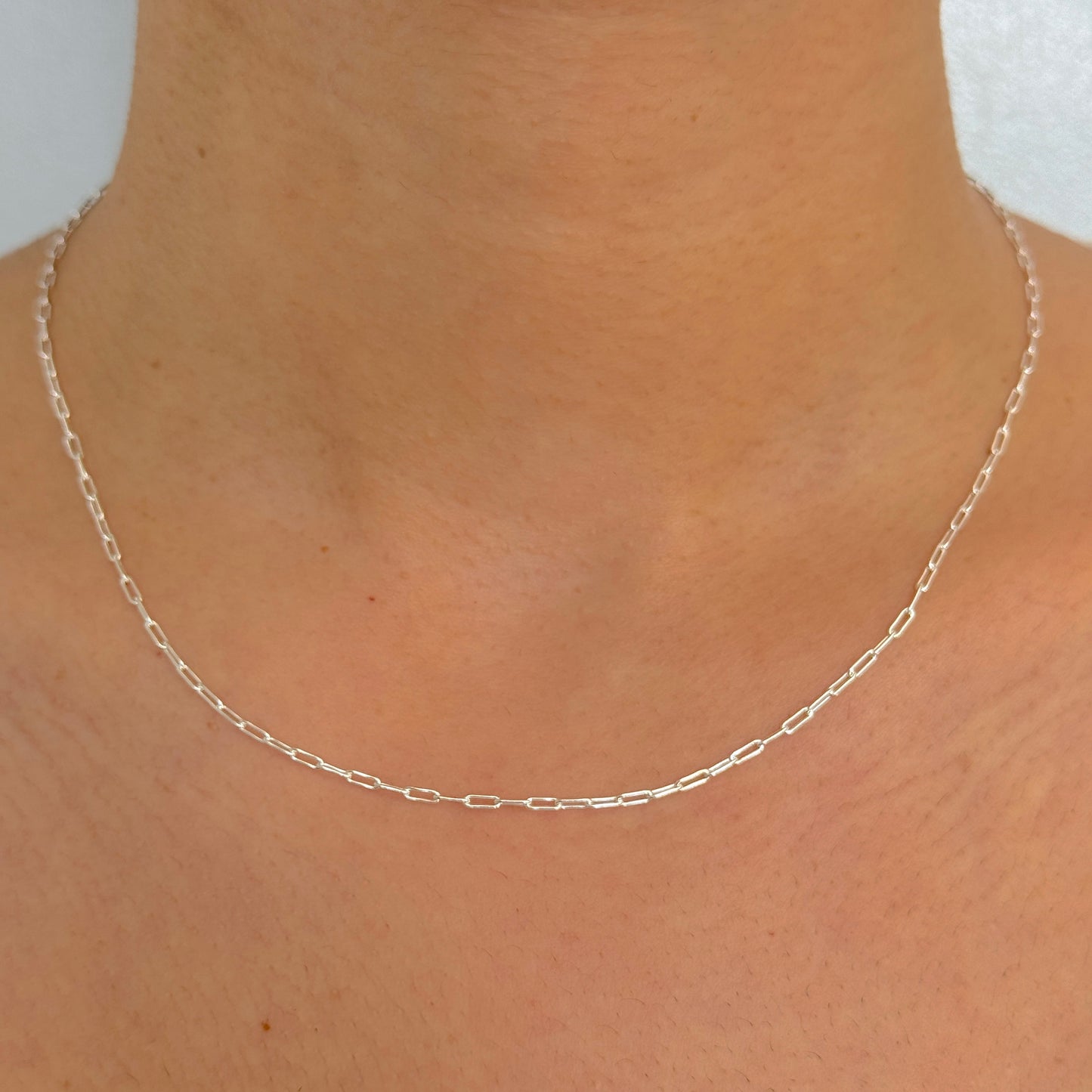 925 Sterling Silver Women 1.5mm Paperclip Chain