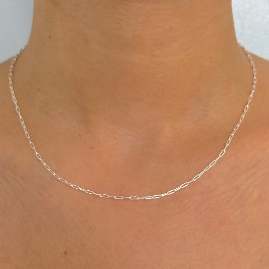 925 Sterling Silver Women 1.5mm Paperclip Chain