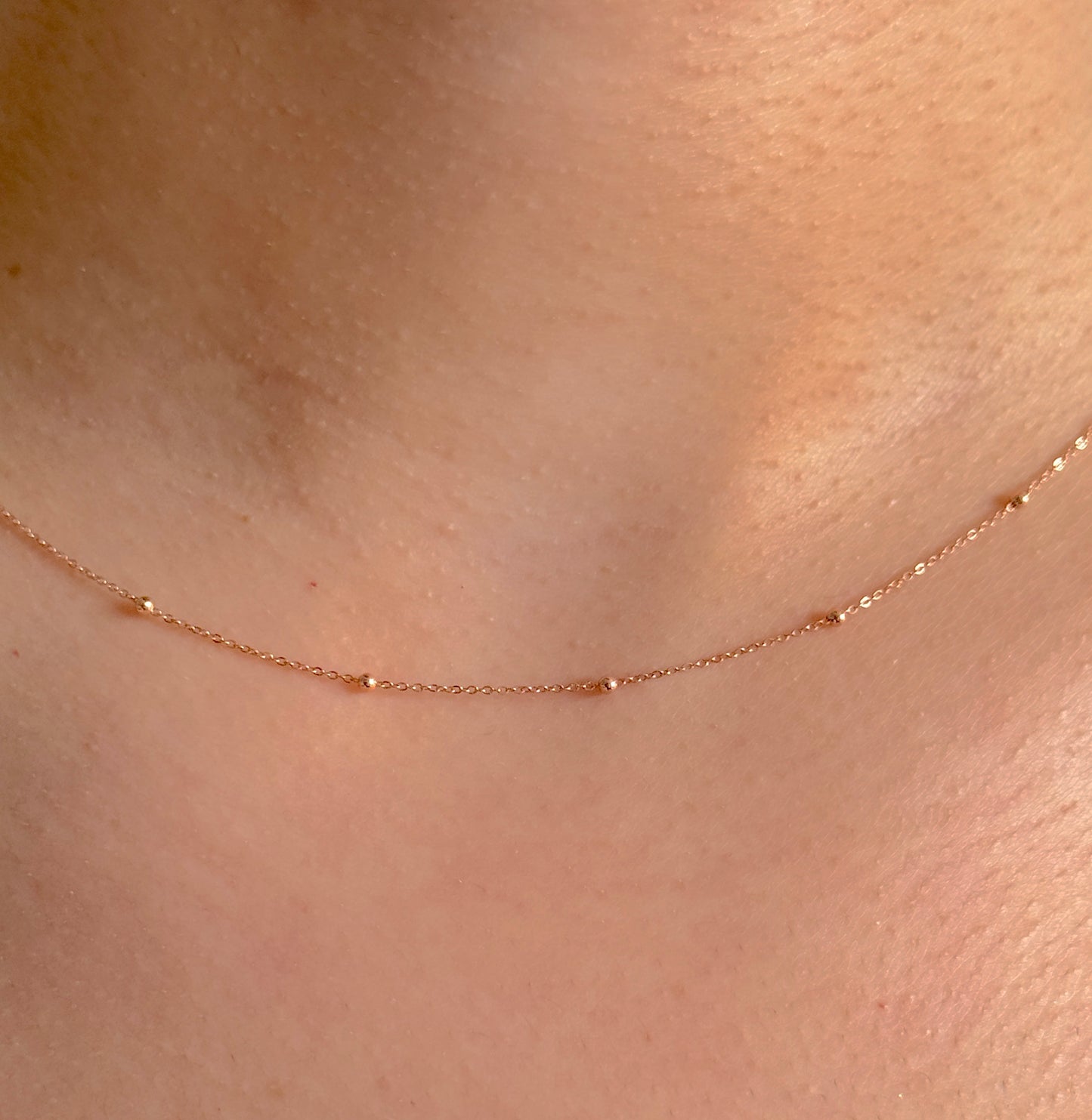 9ct Rose Gold Women 1mm Round Ball Bead Chain
