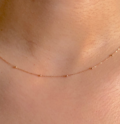 9ct Rose Gold Women 1mm Round Ball Bead Chain