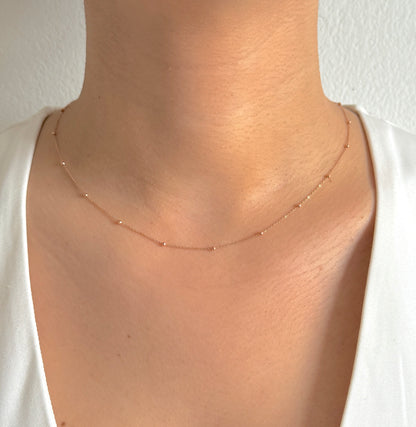 9ct Rose Gold Women 1mm Round Ball Bead Chain