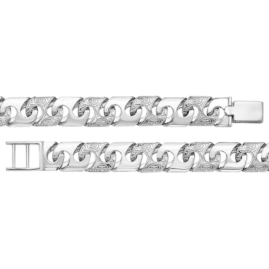 925 Sterling Silver Mens 12mm Anchor Cast Bracelet