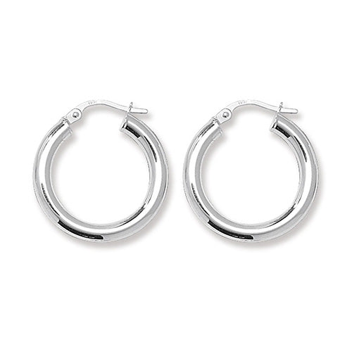 925 Sterling Silver 3mm Plain Hoop Earring 15mm 20mm 25mm 30mm 40mm 50mm