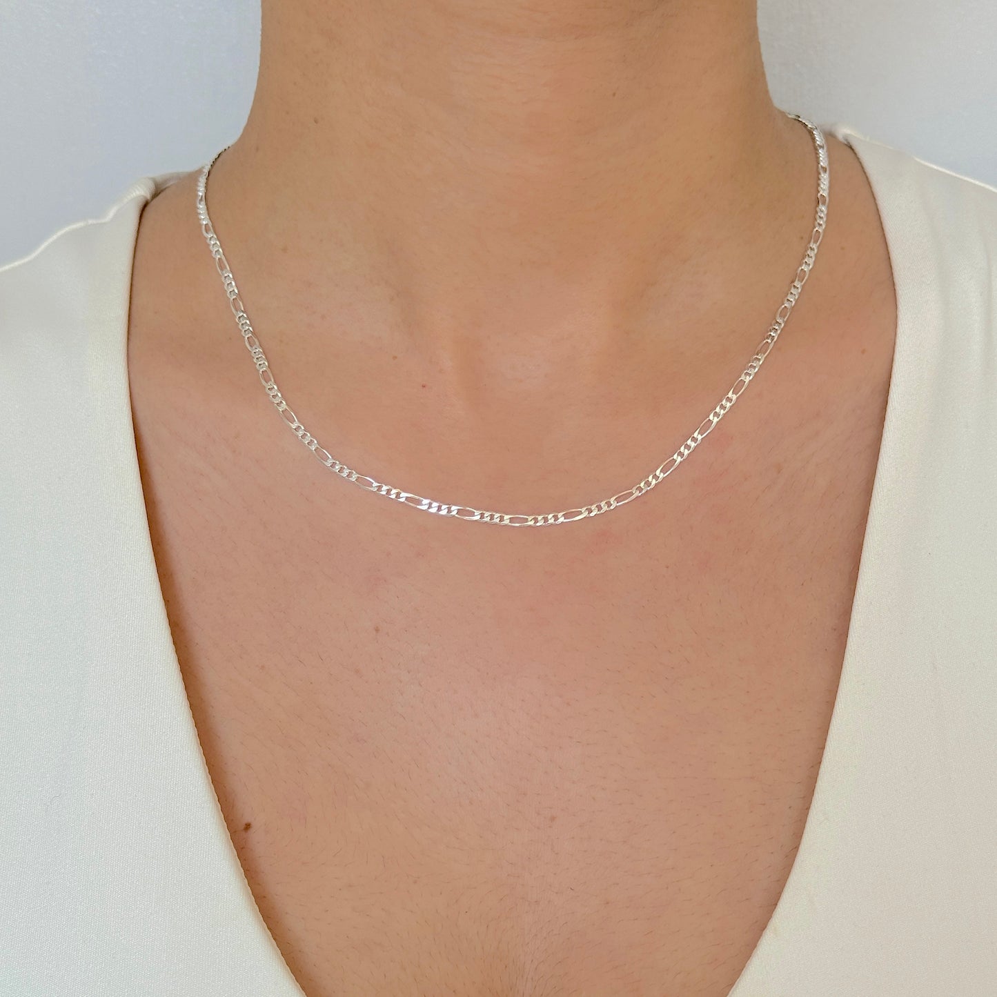 925 Sterling Silver Women 2mm Figaro Italian Chain