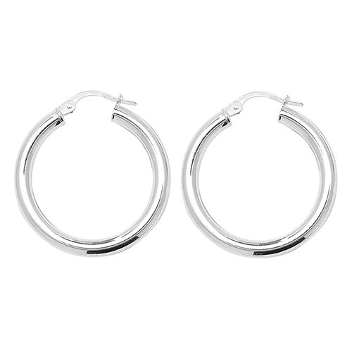 925 Sterling Silver 3mm Plain Hoop Earring 15mm 20mm 25mm 30mm 40mm 50mm