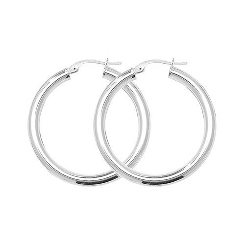 925 Sterling Silver 3mm Plain Hoop Earring 15mm 20mm 25mm 30mm 40mm 50mm