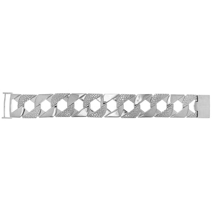 925 Sterling Silver Mens 28mm Curb Cast Bracelet