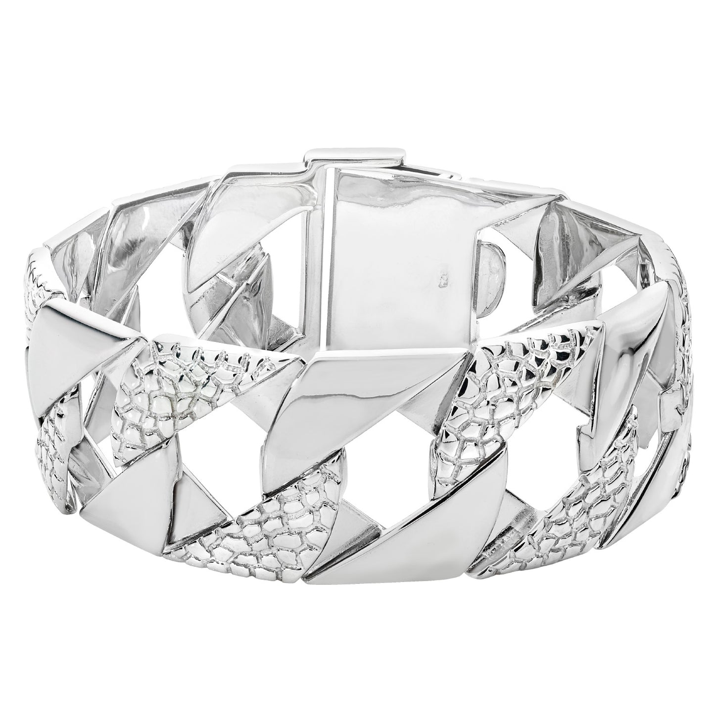 925 Sterling Silver Mens 28mm Curb Cast Bracelet
