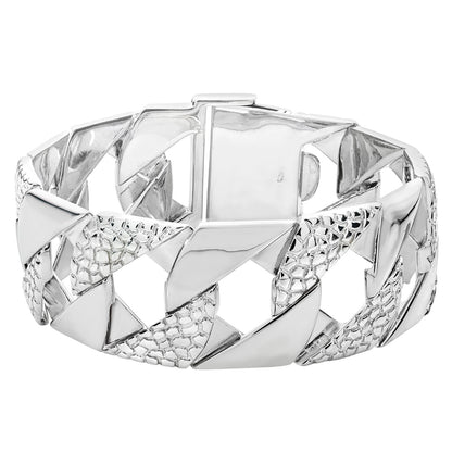 925 Sterling Silver Mens 28mm Curb Cast Bracelet