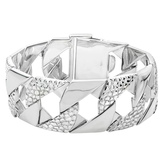 925 Sterling Silver Mens 28mm Curb Cast Bracelet