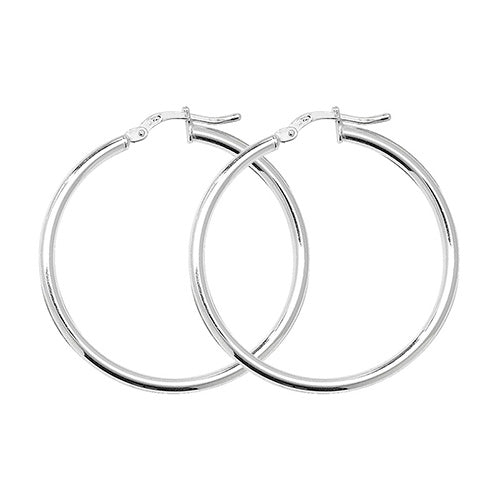 925 Sterling Silver 2mm Plain Hoop Earring 10mm 15mm 20mm 25mm 30mm 40mm 50mm