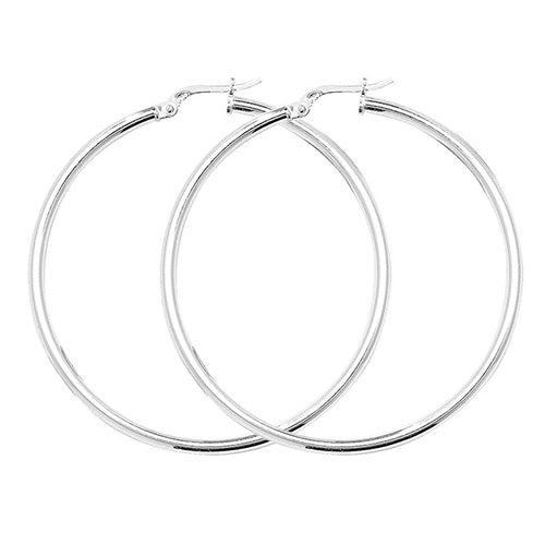 925 Sterling Silver 2mm Plain Hoop Earring 10mm 15mm 20mm 25mm 30mm 40mm 50mm