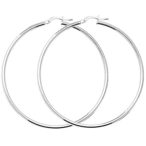 925 Sterling Silver 2mm Plain Hoop Earring 10mm 15mm 20mm 25mm 30mm 40mm 50mm