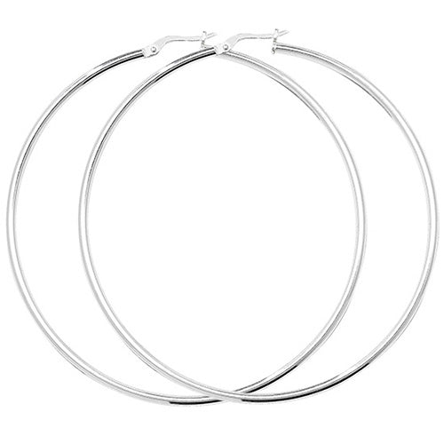 925 Sterling Silver 2mm Plain Hoop Earring 10mm 15mm 20mm 25mm 30mm 40mm 50mm