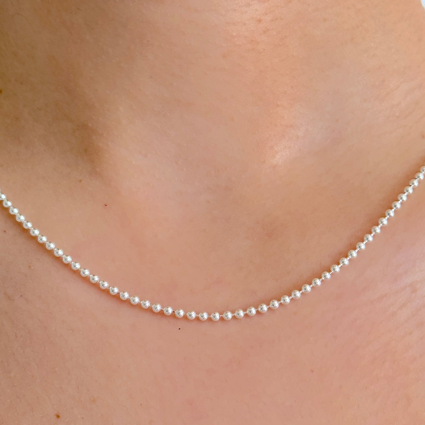 925 Sterling Silver Women 2mm Full Bead Chain