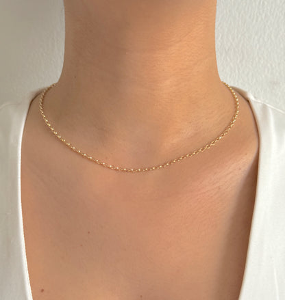 9ct Yellow Gold Women 2mm Oval Belcher Chain