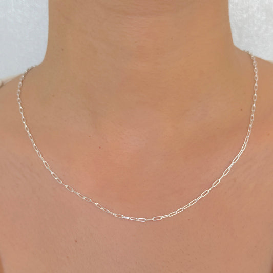 925 Sterling Silver Women 2mm Paperclip Chain