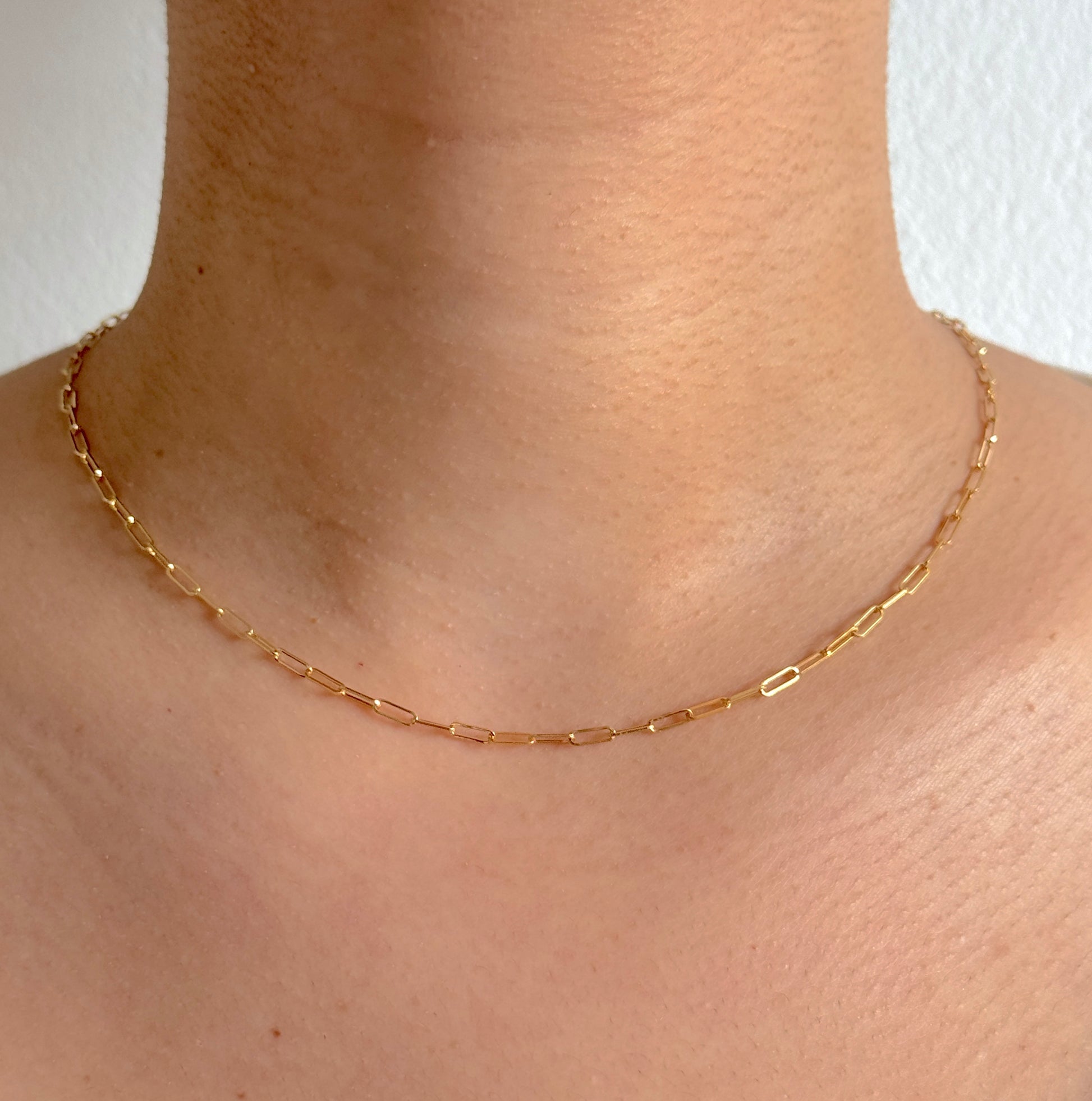 20 Inch Long Paper Clip Necklace 9ct Yellow Gold 2mm Solid