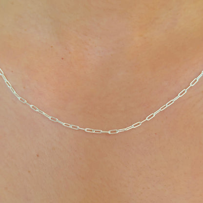 925 Sterling Silver Women 2mm Paperclip Chain