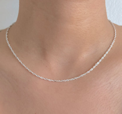 925 Sterling Silver Women 2mm Singapore Chain