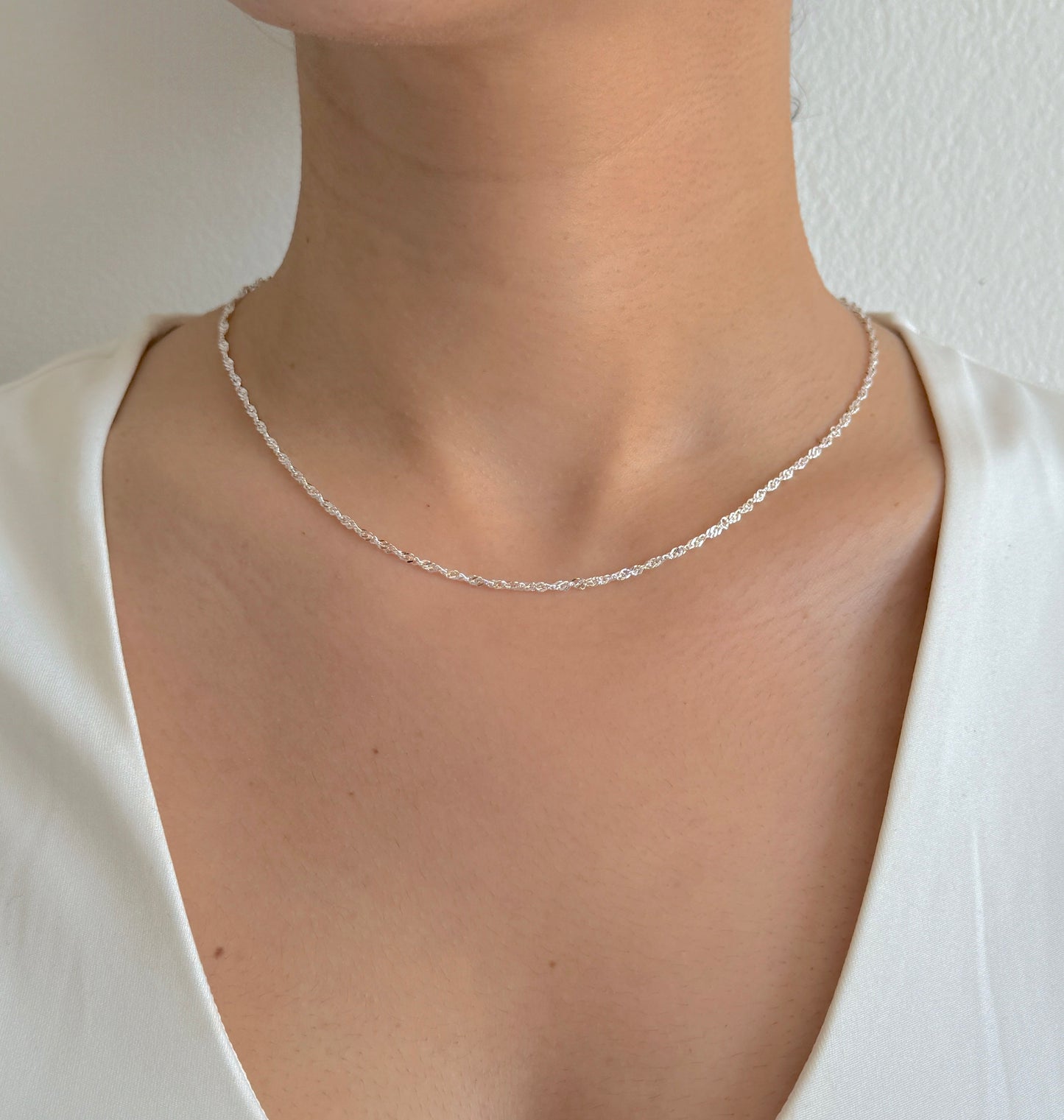 925 Sterling Silver Women 2mm Singapore Chain