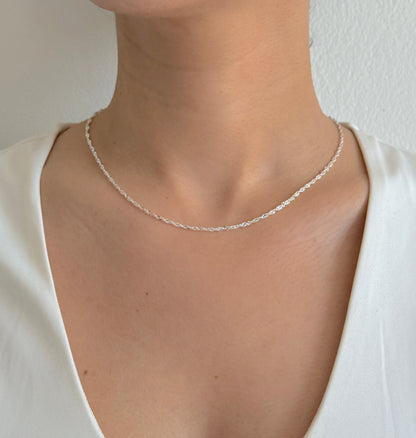 925 Sterling Silver Women 2mm Singapore Chain