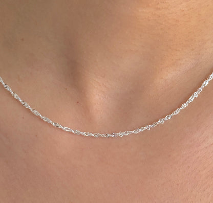 925 Sterling Silver Women 2mm Singapore Chain