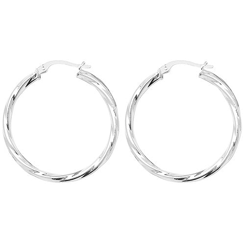 925 Sterling Silver 2mm Twisted Hoop Earring 10mm 15mm 20mm 25mm 30mm 40mm 50mm