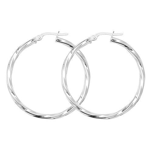 925 Sterling Silver 2mm Twisted Hoop Earring 10mm 15mm 20mm 25mm 30mm 40mm 50mm