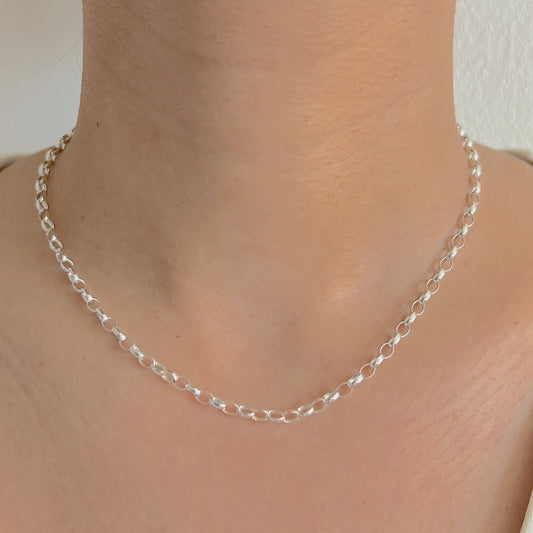 925 Sterling Silver Women 3.5mm Oval Light Belcher Chain