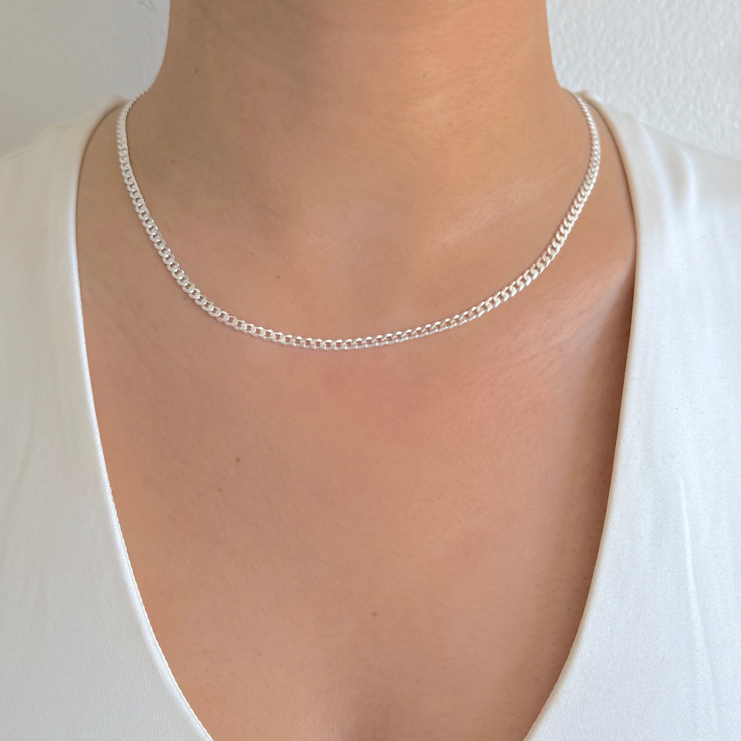 925 Sterling Silver Women 3.5mm Curb Chain