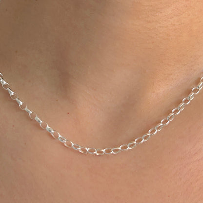 925 Sterling Silver Women 3.5mm Oval Light Belcher Chain